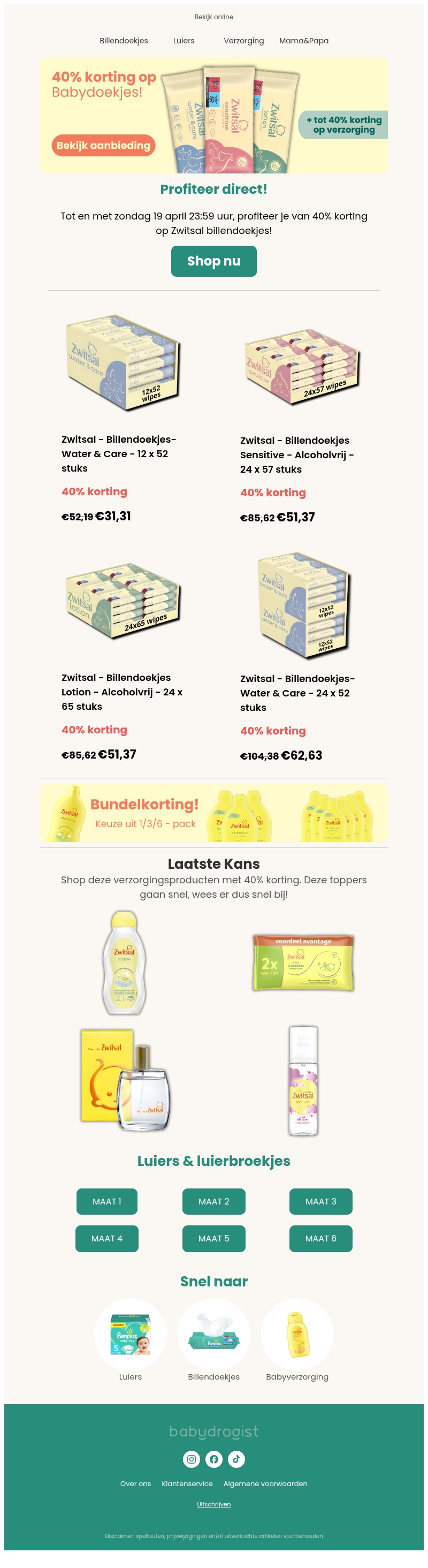 TIJDELIJK ⏰ 40% korting op Zwitsal Doekjes TIJDELIJK ⏰ 40% korting op Zwitsal Doekjes