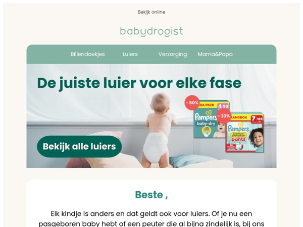 Luiers voor elke fase, shop ze nu extra voordelig