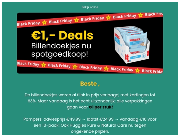 ALLEEN VANDAAG: Billendoekjes voor €1 per verpakking!