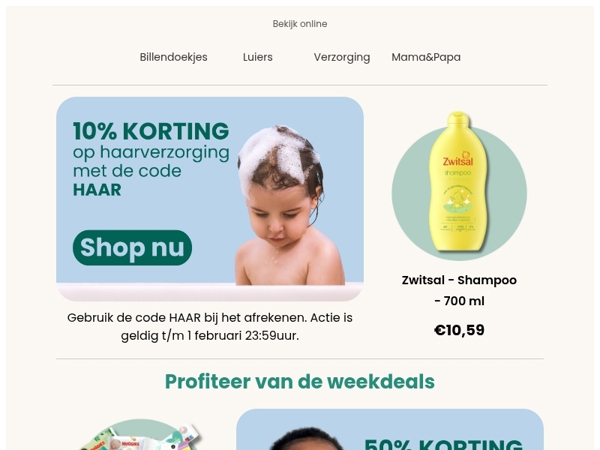 Korting op ALLE haarverzorging 💇‍♀️ Bekijk de week deals!