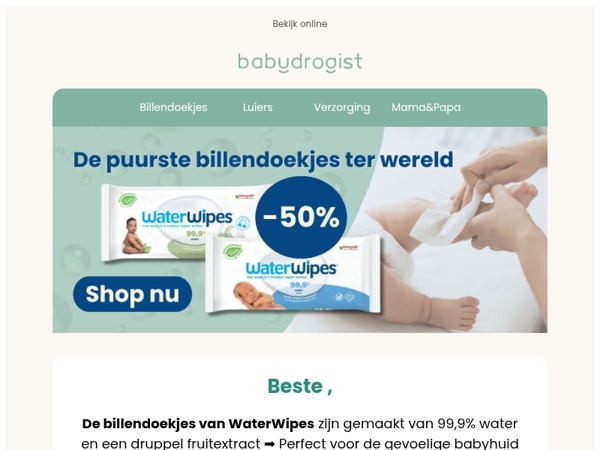 50% korting op WaterWipes | Puur, zacht en duurzaam