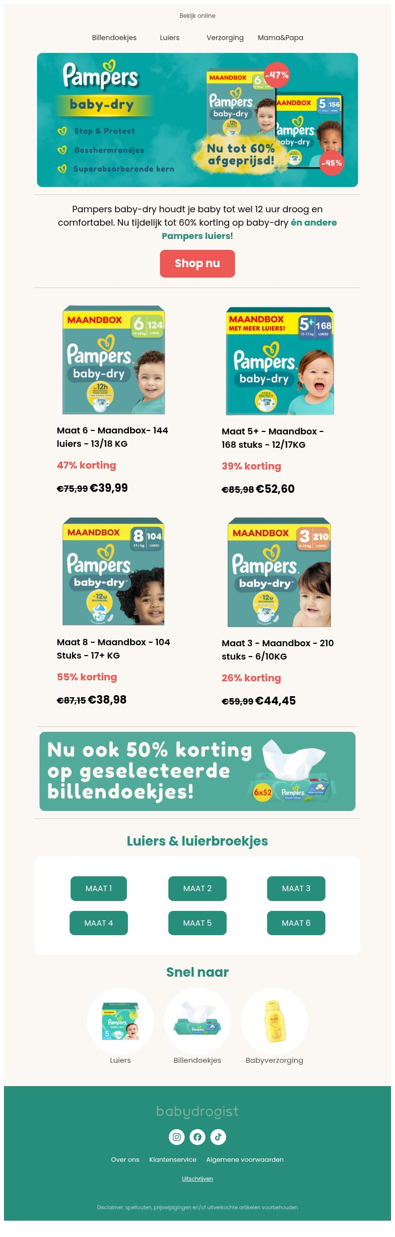 Tot -60% op Pampers baby-dry 🤩 Tot 100% lekvrije nachten Tot -60% op Pampers baby-dry 🤩 Tot 100% lekvrije nachten