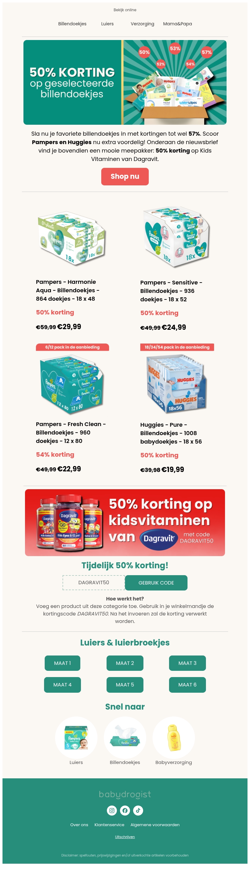 Tot 57% korting op BILLENDOEKJES Tot 57% korting op BILLENDOEKJES