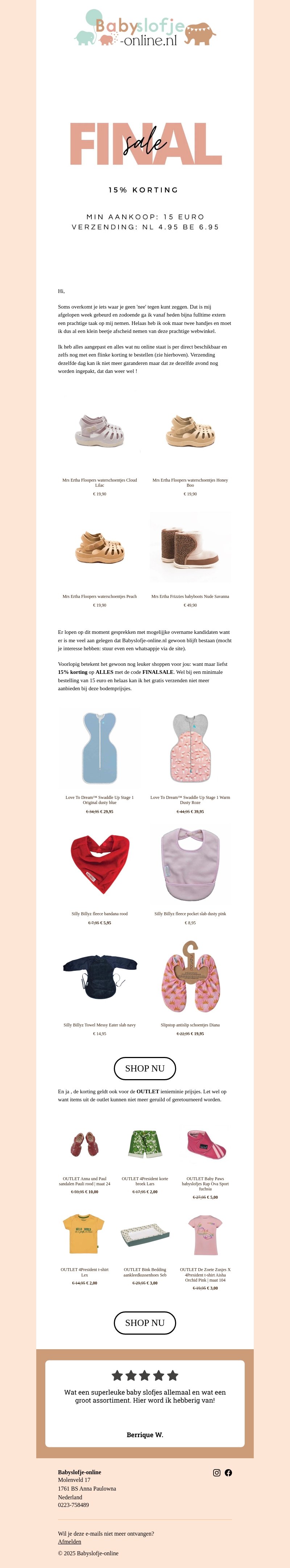 FINAL SALE : 15% KORTING OP ALLES OP = OP 📣 FINAL SALE : 15% KORTING OP ALLES OP = OP 📣