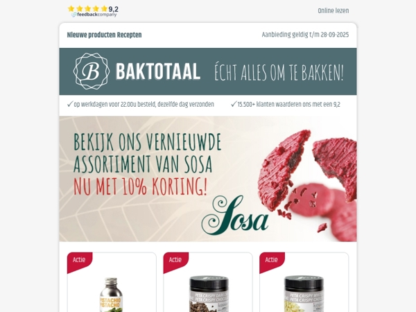 Bekijk ons vernieuwde assortiment van Sosa. Nu met 10% korting!