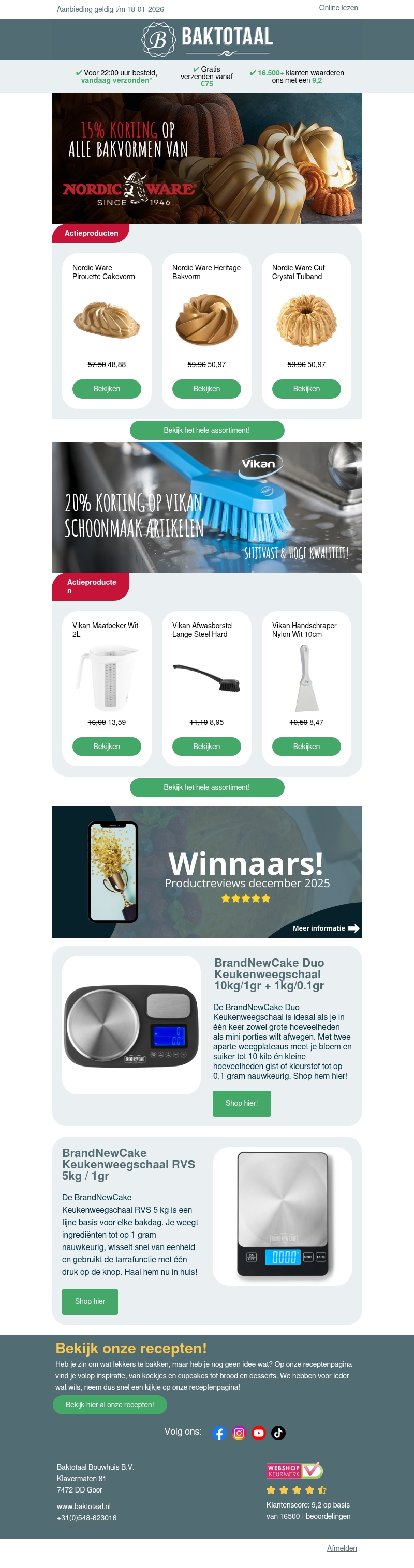 15% korting op alle Nordic Ware vormen! 15% korting op alle Nordic Ware vormen!