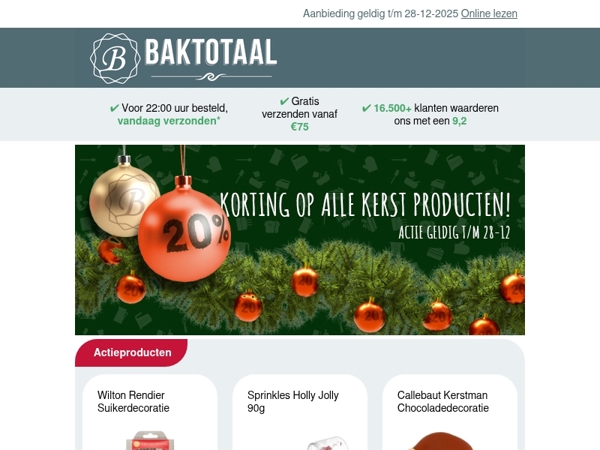 20% korting op alle Kerst producten!