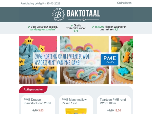 20% korting op het vernieuwde assortiment van PME Cake!