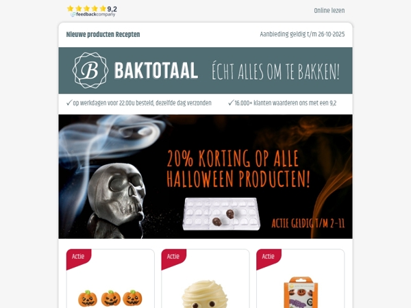 20% korting op alle Halloween producten!
