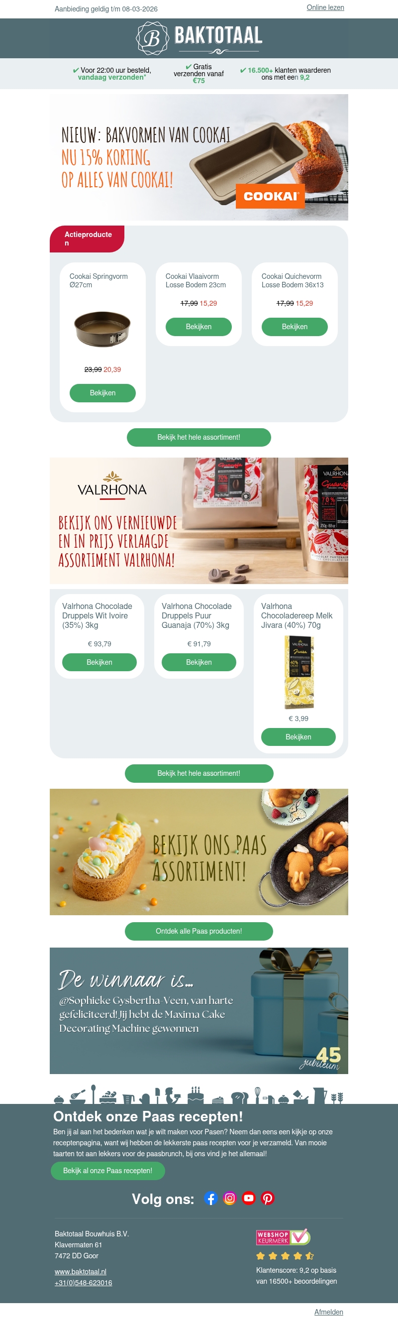 15% introductiekorting op alle Cookai bakvormen! 15% introductiekorting op alle Cookai bakvormen!