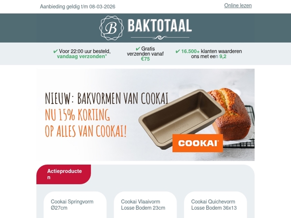  15% introductiekorting op alle Cookai bakvormen!