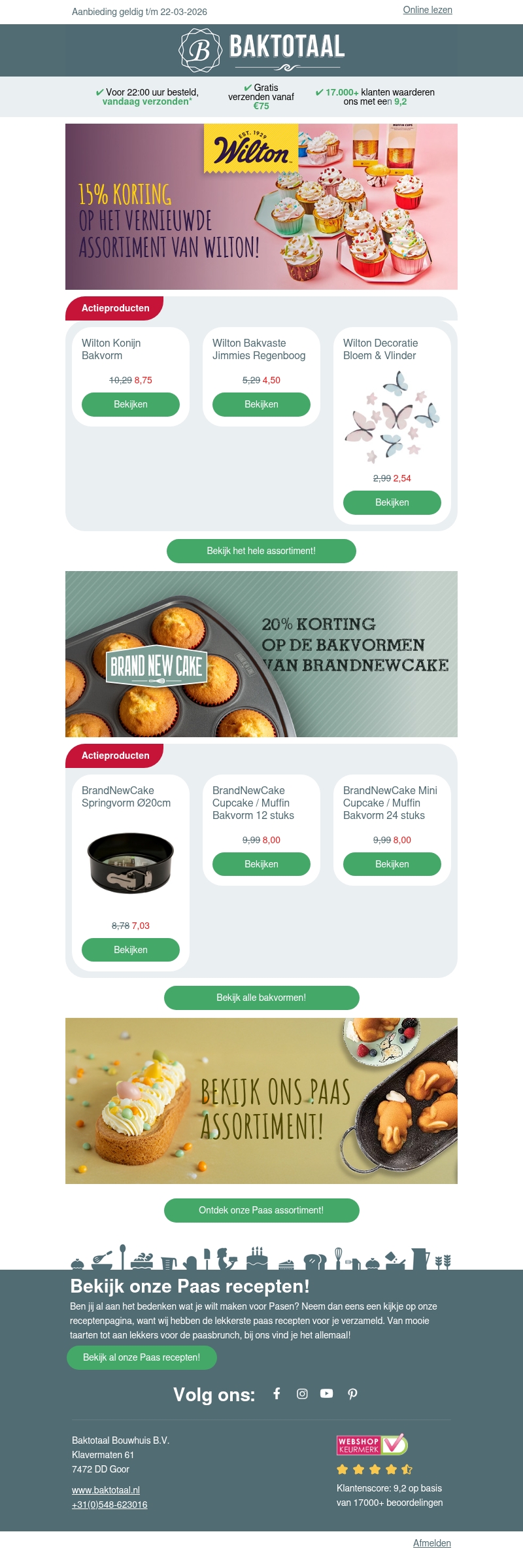 15% korting op het vernieuwde assortiment van Wilton 15% korting op het vernieuwde assortiment van Wilton
