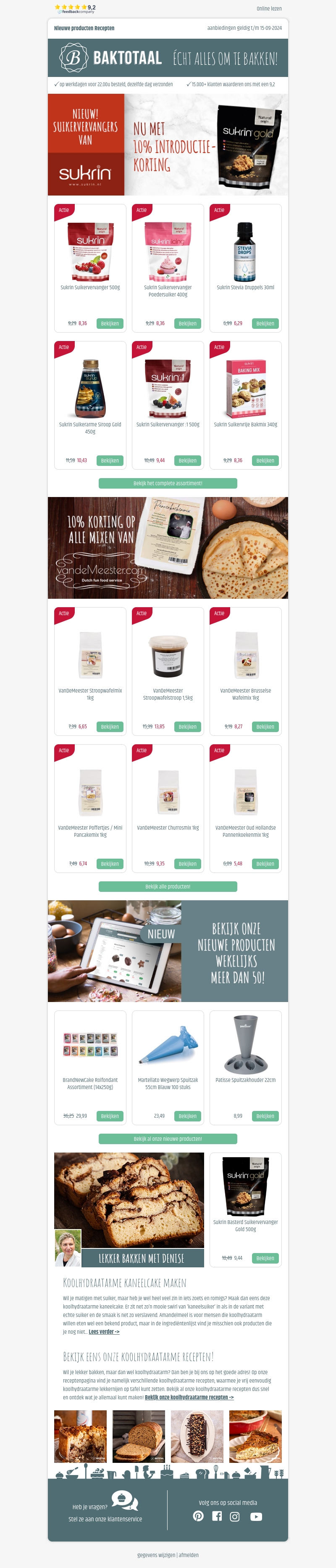 Nieuw: Sukrin Suikervervangers. Nu met 10% introductiekorting! Nieuw: Sukrin Suikervervangers. Nu met 10% introductiekorting!