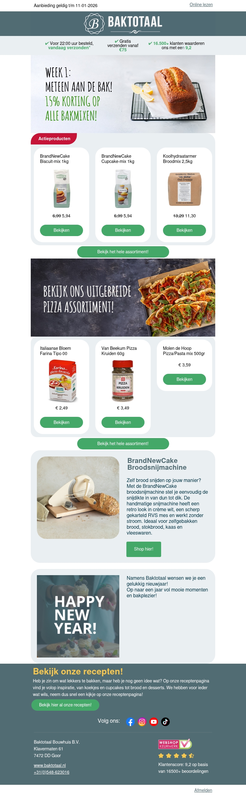 Meteen aan de bak! 15% korting op alle Bakmixen! Meteen aan de bak! 15% korting op alle Bakmixen!