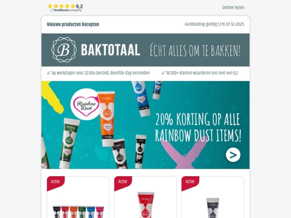 20% korting op alle Rainbow Dust items!