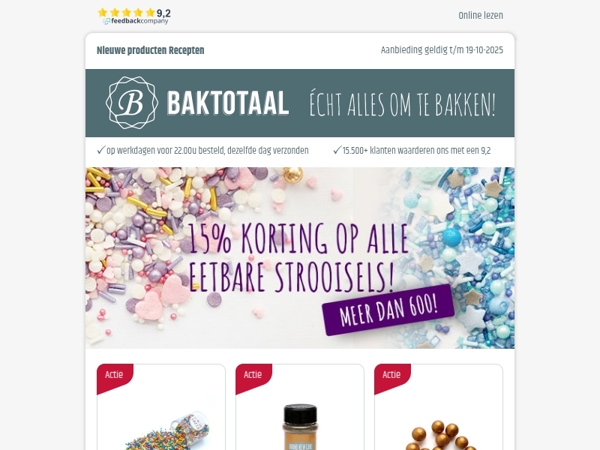 15% korting op alle Eetbare Strooisels! (meer dan 600!)