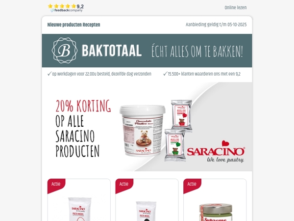 20% korting op alle Saracino producten!
