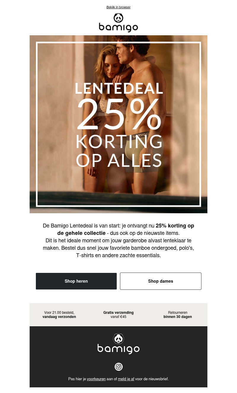 Lentedeal: 25% korting op de gehele collectie ☀️ Lentedeal: 25% korting op de gehele collectie ☀️
