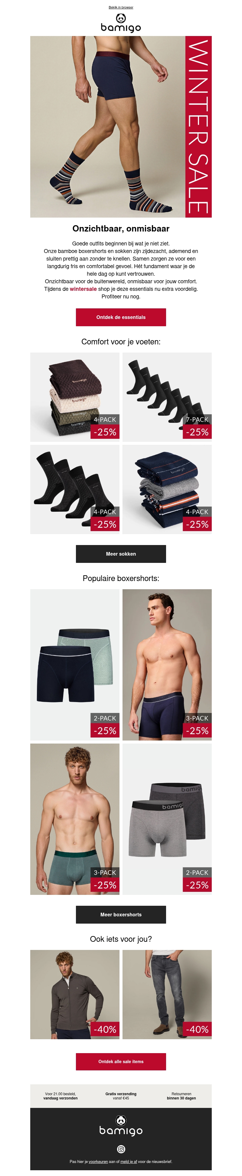 Extra voordeel op boxershorts en sokken Extra voordeel op boxershorts en sokken