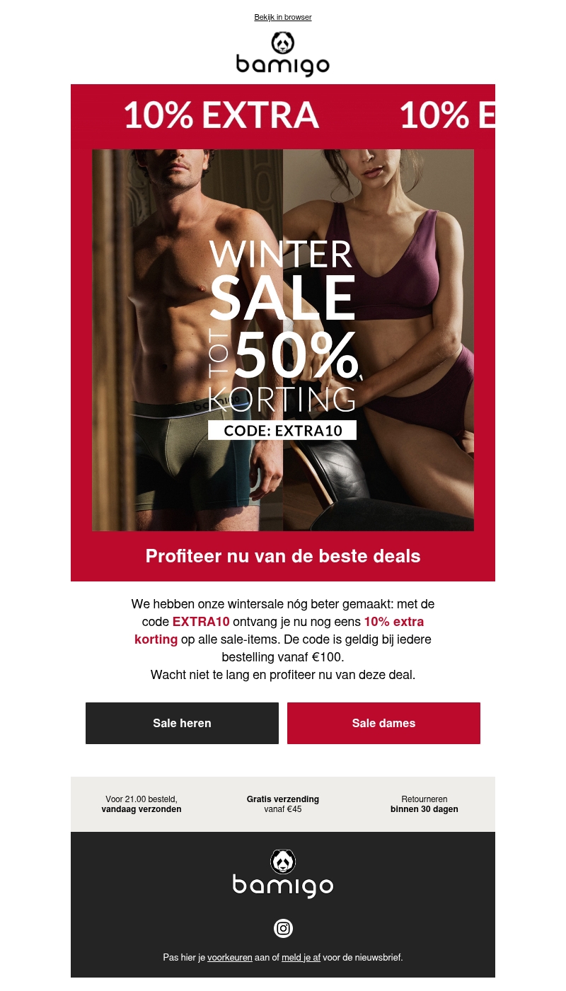 Bizar hoge kortingen: tot 50% + 10% extra Bizar hoge kortingen: tot 50% + 10% extra