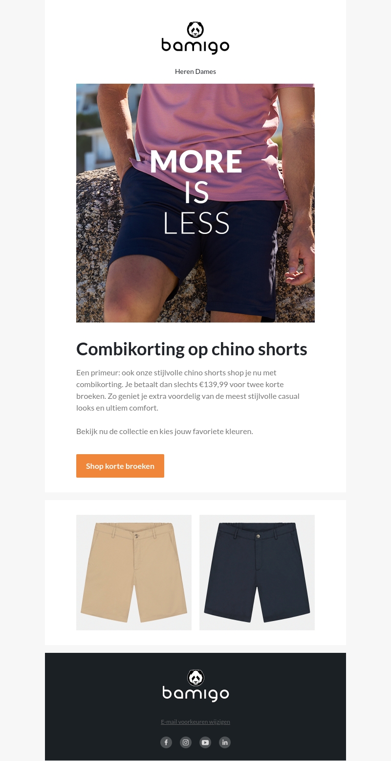Nieuw: combikorting op korte broeken Nieuw: combikorting op korte broeken