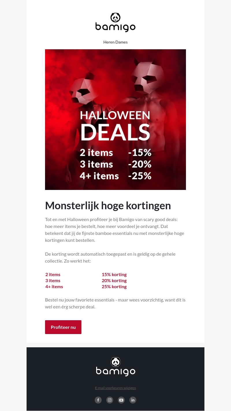 Schrik niet: tot 25% Halloweenkorting ๐ Schrik niet: tot 25% Halloweenkorting ๐