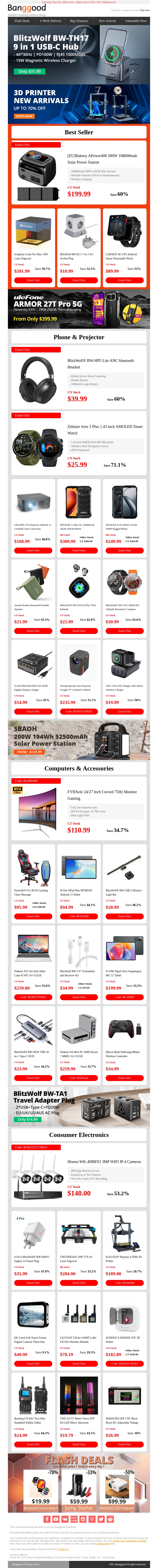 18th Anniversary Sale Early Bird Price>>BlitzWolf BW-TH17 Hub Only $31.99! Bakeey Apower400 500W power Station Set From Only $199!! 18th Anniversary Sale Early Bird Price>>BlitzWolf BW-TH17 Hub Only $31.99! Bakeey Apower400 500W power Station Set From Only $199!!