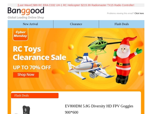 [Cyber RC Toys Sale🚗🛩️] Max 80% OFF! Eachine EV800DM FPV Goggles $112.99! Huina 1501RC Tractor $108.99!