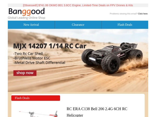 [RC Hot & New] First Release MJX HYPER GO 14207 RC Car $164! RC ERA C138 Bell 206 Helicopter Only $69.99! Grab Now! >>