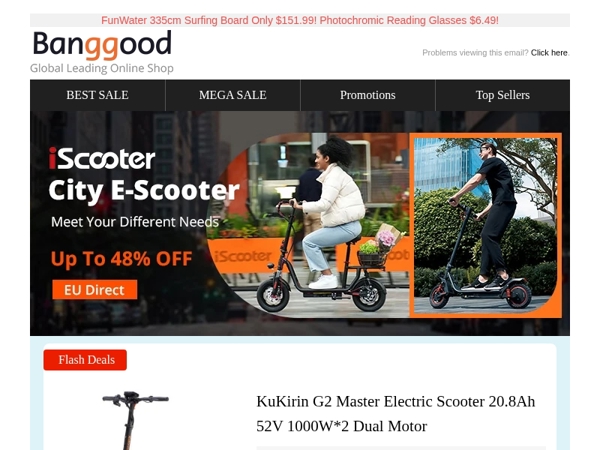 [Weekend Outdoor Sale!] iScooter City Scooter Up To 48% OFF! Dual Motor Kukirin G2 Master 1000w*2 Only $983.15!