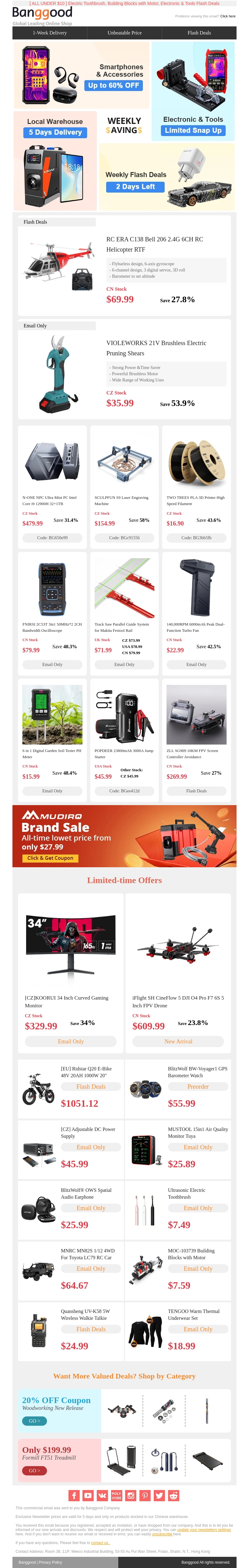 You save HOW MUCH? 2.4G 6CH RC Helicopter RTF $69.99, Brushless Electric Pruning Shears 53% OFF>> You save HOW MUCH? 2.4G 6CH RC Helicopter RTF $69.99, Brushless Electric Pruning Shears 53% OFF>>