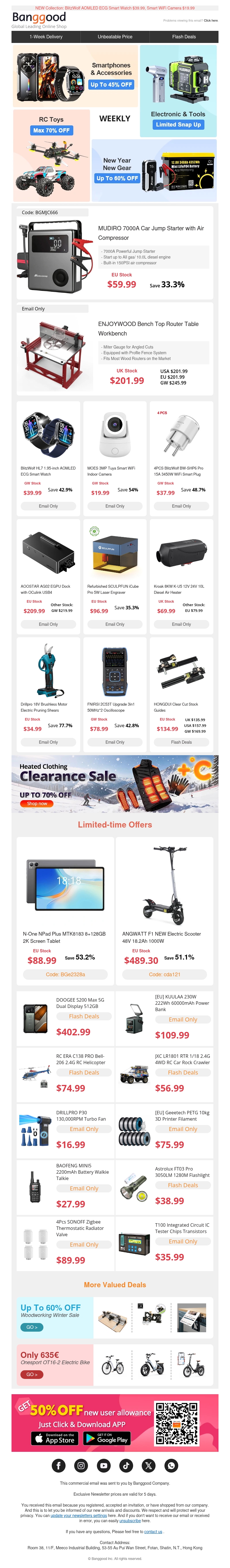 Check out this week's new savings! Car Jump Starter with Air Compressor $59.99 Check out this week's new savings! Car Jump Starter with Air Compressor $59.99