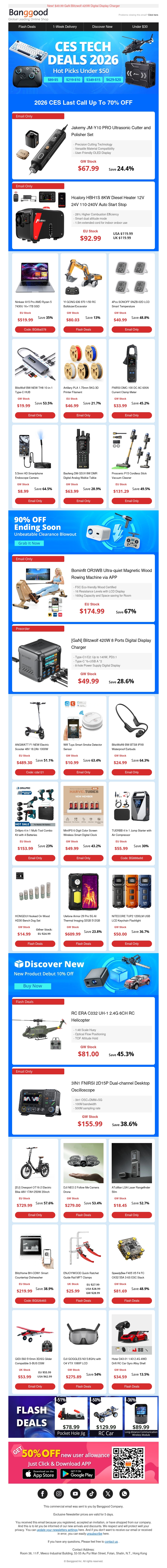 Last 48hrs for 2026 CES! Only $67.99 Jakemy Ultrasonic Cutter and Polisher, $174.99 Bominfit Rowing Machine. Last 48hrs for 2026 CES! Only $67.99 Jakemy Ultrasonic Cutter and Polisher, $174.99 Bominfit Rowing Machine.