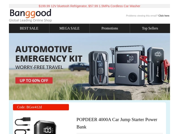 [Up to 60% Off] Automotive Emergency Kit, $45.99 Car Jump Starter, $478.43 OOTD T10 E-Scooter! Shop Now>>