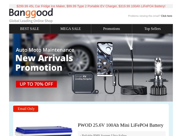 [Up to 70% Off] Auto Moto Maintenance New Arrivals Promotion, Car Cordless Pressure Washer Only $67.99, More Inside>>