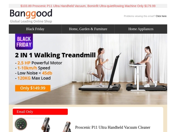 Enjoy Home Appliance Black Friday Price Now! $149.99 2 IN 1 Walking Treandmill, $11.99 Colorful LED>>