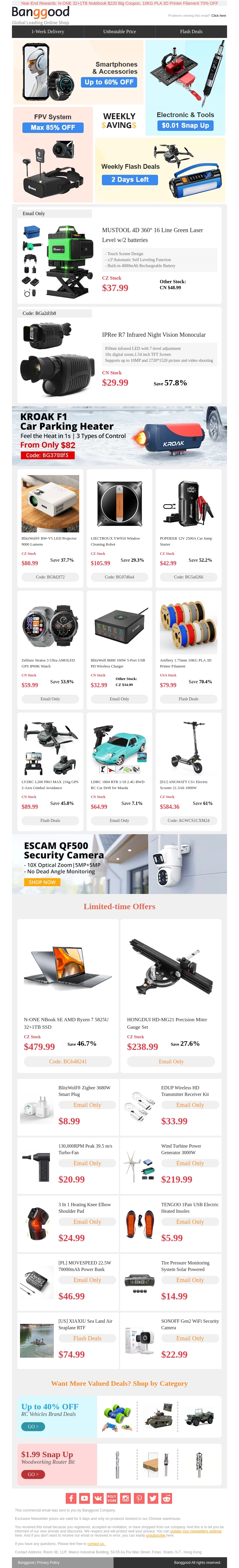 Hurry, Stock Restocked! 4D 360° Green Laser Level w/2 batteries $37.99, Infrared Night Vision Monocular $29.99 Hurry, Stock Restocked! 4D 360° Green Laser Level w/2 batteries $37.99, Infrared Night Vision Monocular $29.99