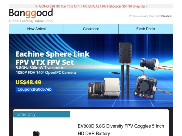 [🔥 Hot Sale] Eachine EV800D FPV Goggles $125.99 Snap Up, Email Only!