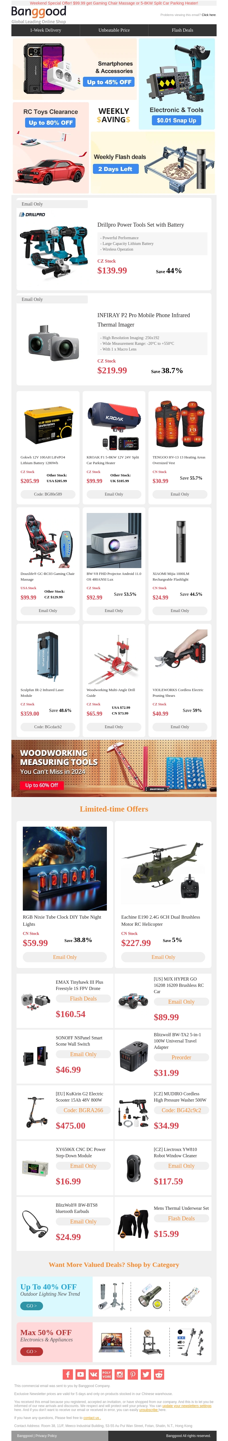 You save HOW MUCH? Drillpro Power Tools Set 44% OFF only $1?9.99, XIAOMI 1000LM Flashlight $24.99 You save HOW MUCH? Drillpro Power Tools Set 44% OFF only $1?9.99, XIAOMI 1000LM Flashlight $24.99