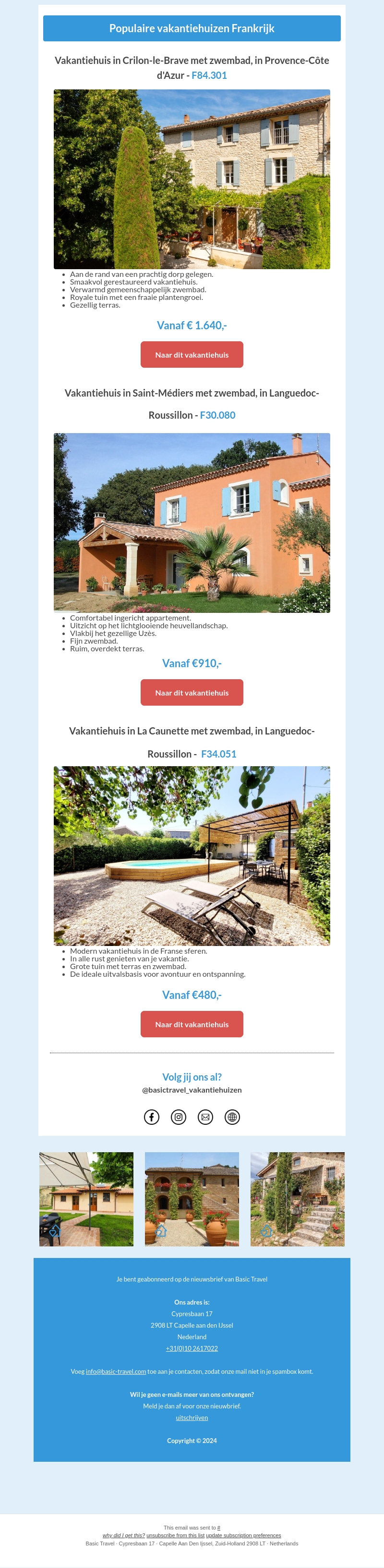 Basic Travel | Vakantiehuizen Frankrijk 2025 Basic Travel | Vakantiehuizen Frankrijk 2025