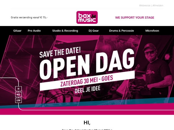 🎶 Denk mee over de open dag van Bax Music in Goes