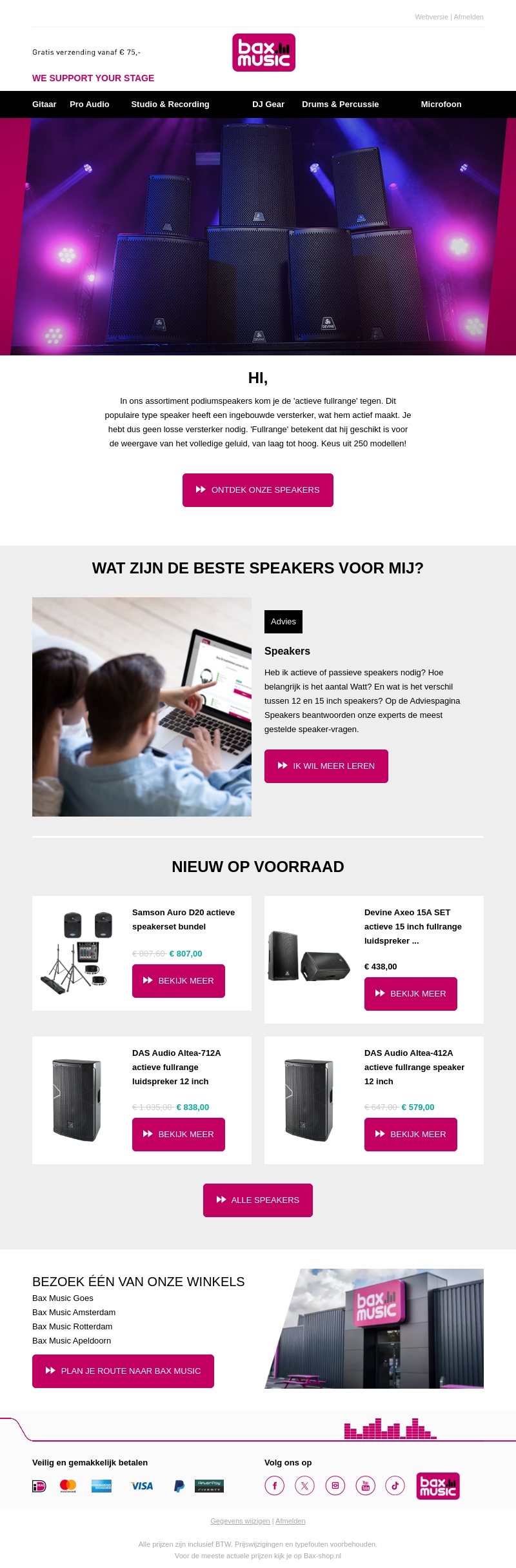 Ontdek ons assortiment actieve fullrange speakers Ontdek ons assortiment actieve fullrange speakers