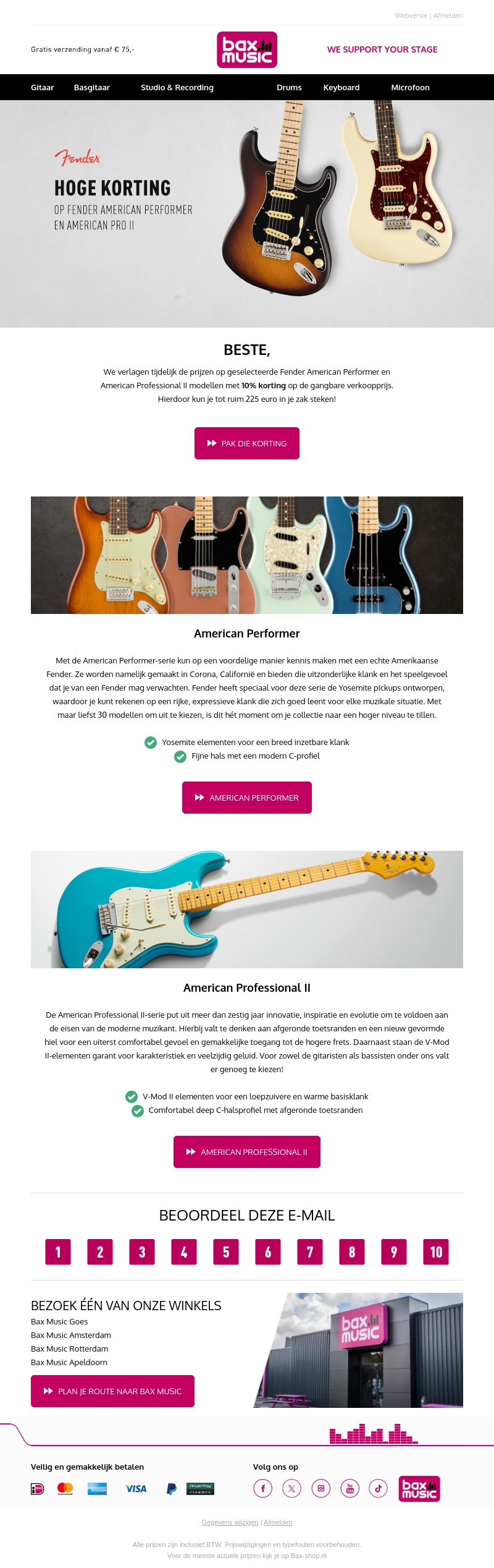 Hoge korting op Fender gitaren Hoge korting op Fender gitaren