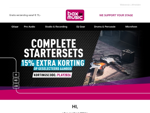 Met code PLAY2026 krijg je 15% korting op geselecteerde startersets!