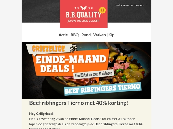 Griezelige EINDE-MAAND-DEALS met BBQuality📣 | Beef ribfingers Tierno met 40% korting🔥!