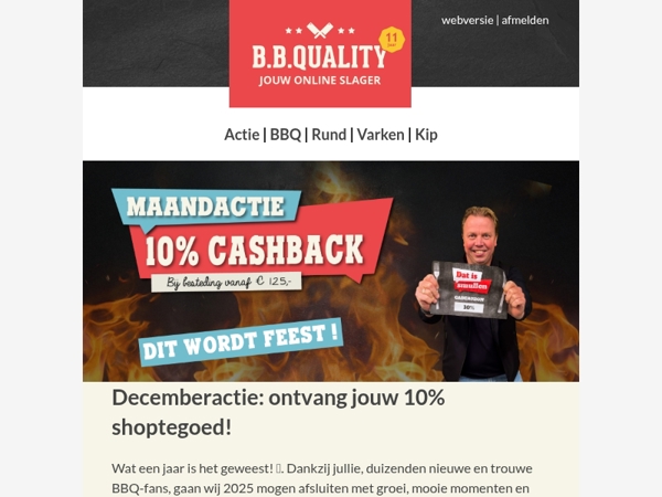Nieuwe Maandactie in December, 10% cashback! 🎄🥩