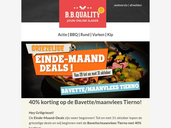 Griezelige EINDE-MAAND-DEALS met BBQuality📣 | Bavette/maanvlees Tierno met 40% korting🔥!