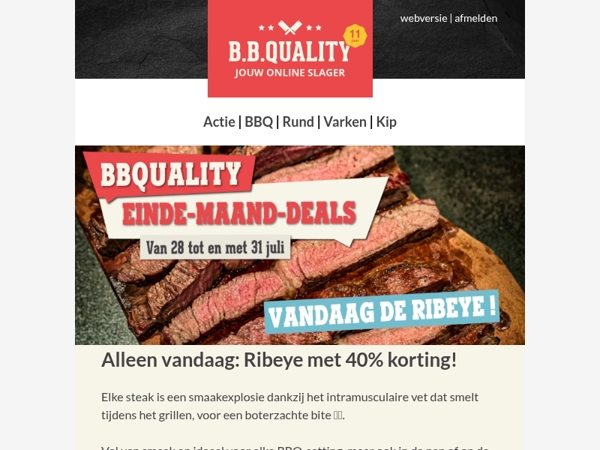 De Einde-Maand-Deals 📣 | Ribeye met 40% korting