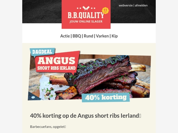 Alleen vandaag 📣 | 40% korting op onze Angus short ribs Ierland!