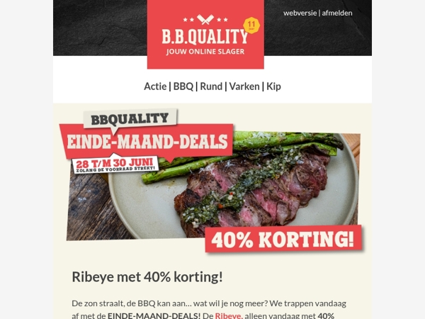 3 dagen lang de beste deals 🔥! Alleen vandaag 40% korting op de Ribeye 🥩.